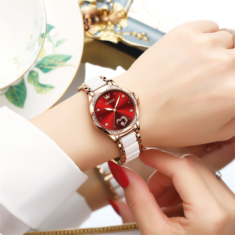 Watch Winder Compact - OLEVS Dameshorloge Vrouw Luxe Mode Waterdicht