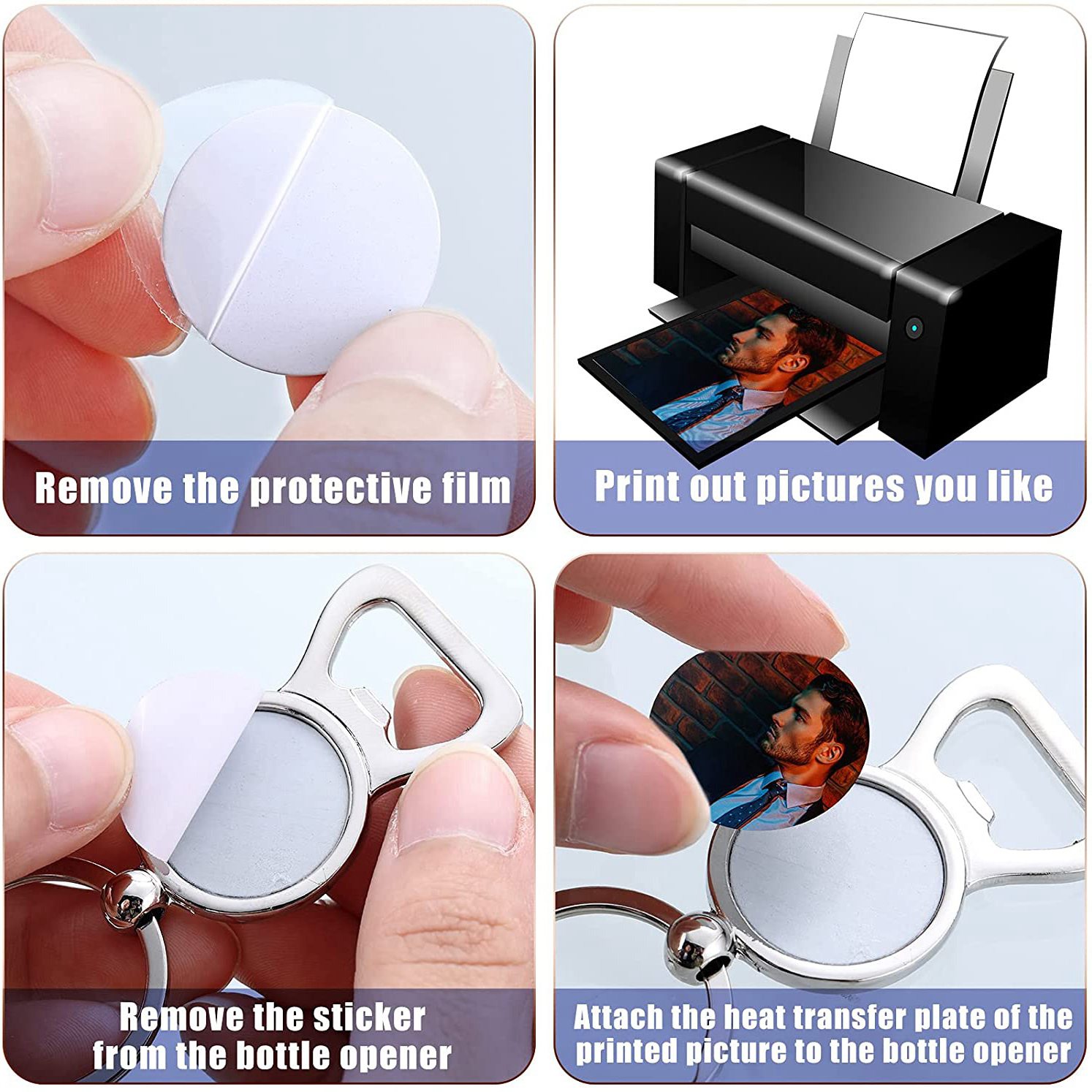 Bottle Opener Keyring - AED7-10 stuks sublimatie sleutelhangers, sublimatie metalen